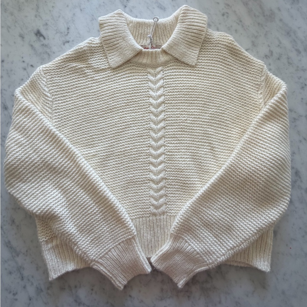 NWOT Marine Layer Everly Cable Knit Sweater Polo - Picture 3 of 9